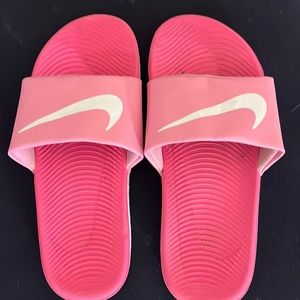 Nike pink slides, size 4